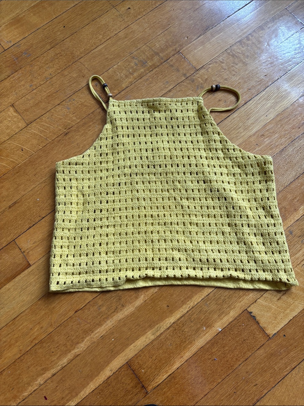 Women’s Yellow Crocheted Halter Tank Top